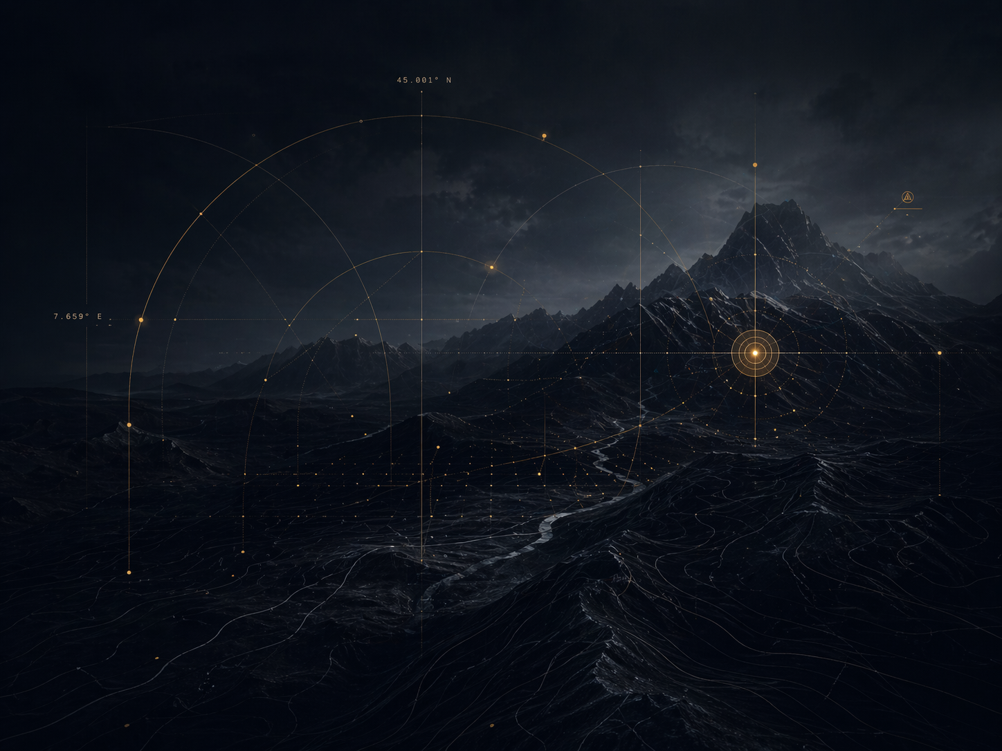 Abstract landscape visual representing selected projects and systems.